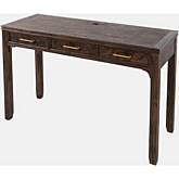 Gramercy Chevron 3 Drawer Desk w/ USB Charging in Dark Chevron